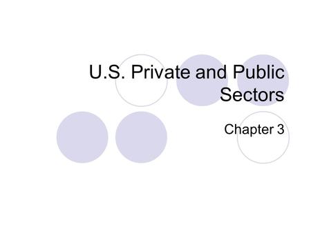 U.S. Private and Public Sectors Chapter 3. Objectives Evolution of households Evolution of the firm International Trade.