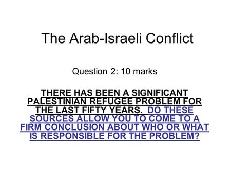 The Arab-Israeli Conflict