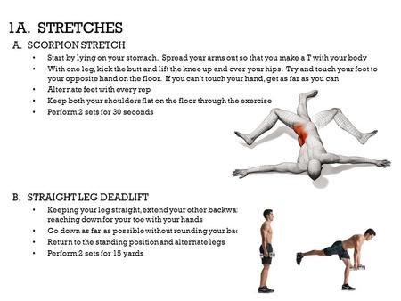 1A. STRETCHES SCORPION STRETCH STRAIGHT LEG DEADLIFT