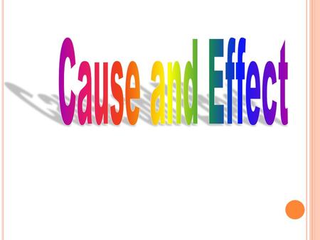 C AUSE AND E FFECT Shows the relationship between two things. - is why something happened -is what happened.