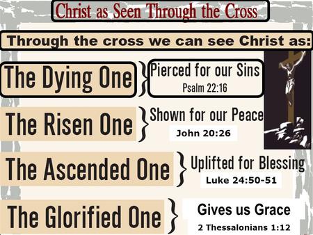 1 Luke 24:50-51 2 Thessalonians 1:12 Gives us Grace John 20:26.