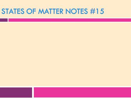 State of Matter VolumeShapeParticlesDiagram 2. Solid 3. Liquid 4. Gas 5. Plasma DefiniteDefiniteVibrate in place Definite Not definite Stay close but.