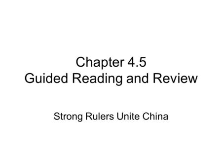 Chapter 4.5 Guided Reading and Review