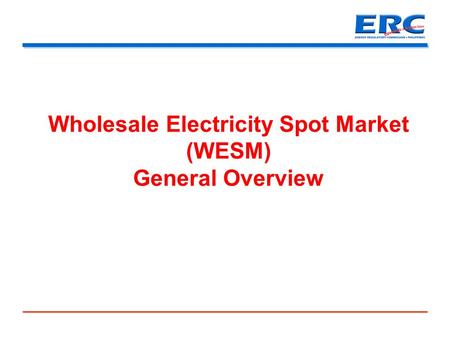 Wholesale Electricity Spot Market (WESM)