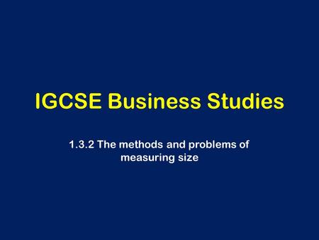 IGCSE Business Studies