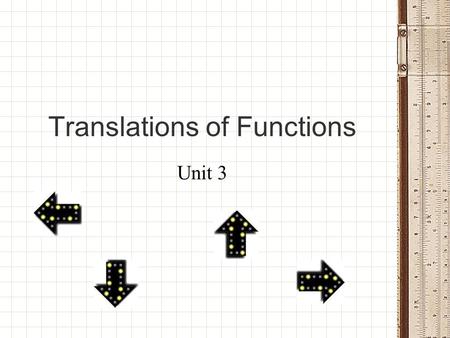 Translations of Functions Unit 3. Are you ready to slide? Sing along if you know it!