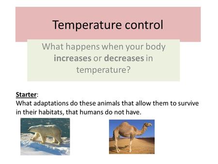 What happens when your body increases or decreases in temperature?