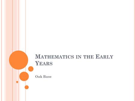 M ATHEMATICS IN THE E ARLY Y EARS Oak Base. ACTIVITIES Overview of Mathematics in reception. In small groups 10 minutes on each learning table. Any Questions?