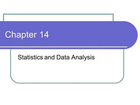 Statistics and Data Analysis