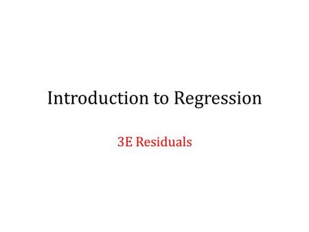 Introduction to Regression