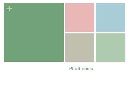 + Plant costs. + Overview References: Product and Process Design Principles – Seider, et al Plant Design and Economics for Chemical Engineers – Peters.