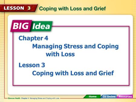 Chapter 4 Managing Stress and Coping with Loss Lesson 3 Coping with Loss and Grief.