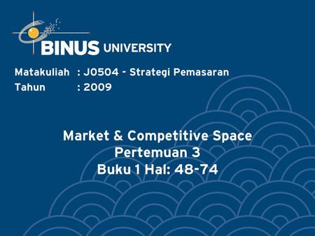 Market & Competitive Space Pertemuan 3 Buku 1 Hal: 48-74