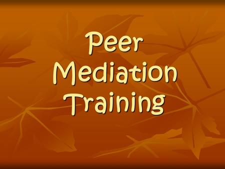 Peer Mediation Training