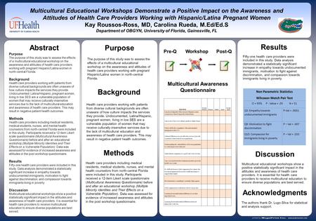 Www.postersession.com. Methods Discussion Multicultural Educational Workshops Demonstrate a Positive Impact on the Awareness and Attitudes of Health Care.