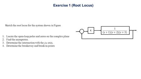 Exercise 1 (Root Locus) Sketch the root locus for the system shown in Figure K 1 (