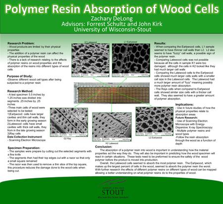 Zachary DeLong Advisors: Forrest Schultz and John Kirk University of Wisconsin-Stout Research Problem: - Wood products are limited by their physical properties.