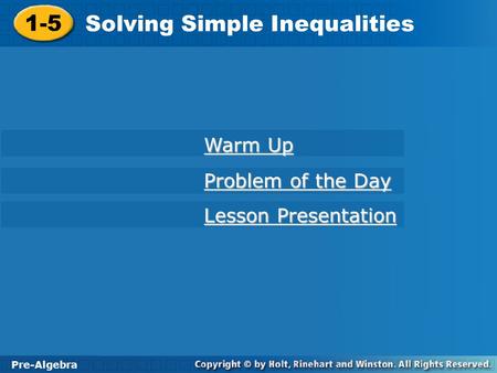 Solving Simple Inequalities