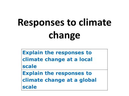 Responses to climate change