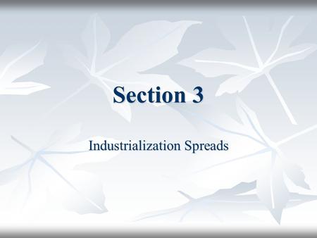 Section 3 Industrialization Spreads. Industrial Development in the US U.S. has natural and labor resources needed to industrialize U.S. has natural and.