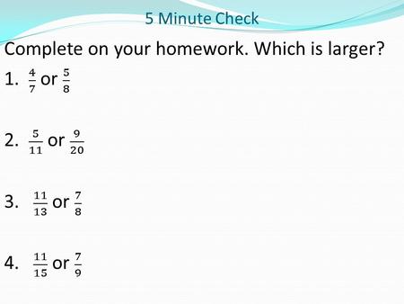 5 Minute Check. Tuesday, Dec 15 Chapter 4 Review.