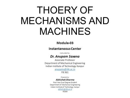 THOERY OF MECHANISMS AND MACHINES