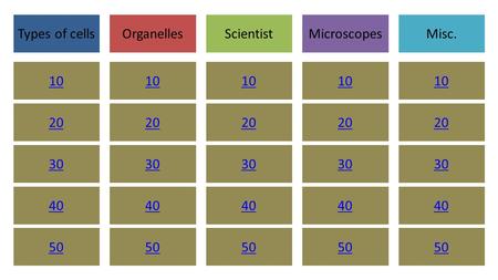 You can type your own categories and points values in this game board. Type your questions and answers in the slides we’ve provided. When you’re in slide.