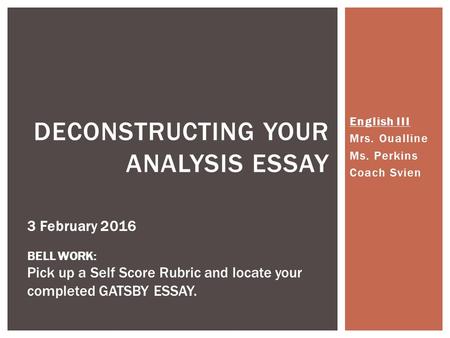 Deconstructing Your Analysis Essay