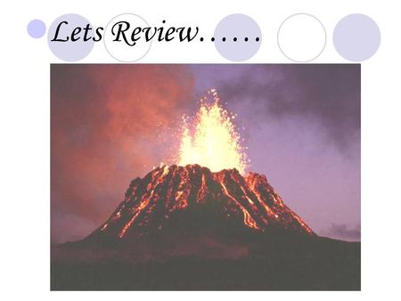 Lets Review……. Magma Chamber Lies inside the earth. Stores hot, melted rock called magma.