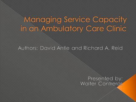  Capacity Management seeks to improve organizational effectiveness by increasing operational efficiency and reducing patient congestion.  To include.