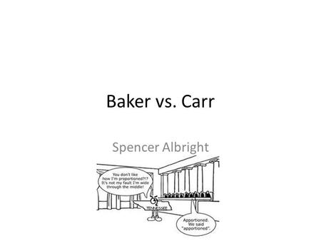 Baker vs. Carr Spencer Albright. Charles W. Baker et al. v. Joe. C. Carr et al. The Baker vs. Carr case was first argued on April 20-21 1961. There was.