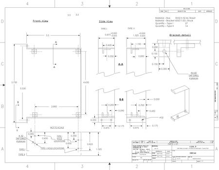 0.825 1.325 0.4750.975 0.600 TYPE I TYPE II TYPE I Front View 3.5 4.650 0.350 2.800 # 32 TAP DRILL 4 places 0.850 0.175 0.350 0.450 0.050 0.850 B TYPE.