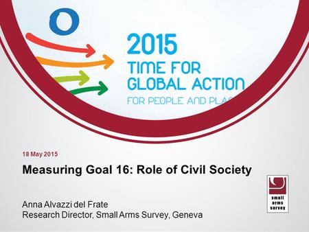 Measuring Towards Peaceful and Inclusive Society: The Role of ‘Third Parties’ Measuring Goal 16: Role of Civil Society Anna Alvazzi del Frate Research.