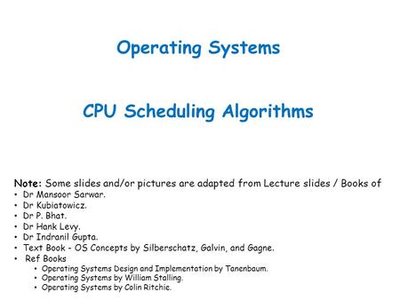 Operating Systems CPU Scheduling Algorithms