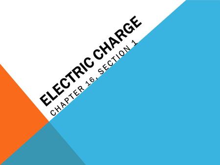 Electric charge Chapter 16, Section 1.