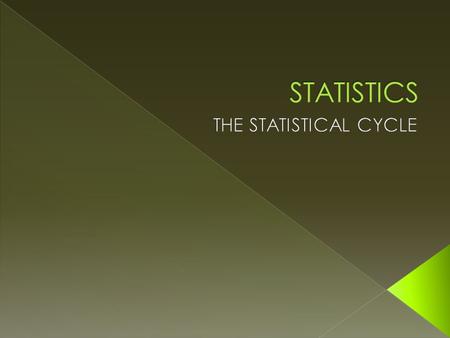  Statistics is the collection, analysis, interpretation, presentation, and organization of data.