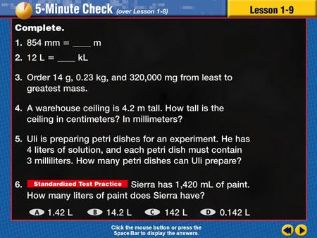 Transparency 9 Click the mouse button or press the Space Bar to display the answers.