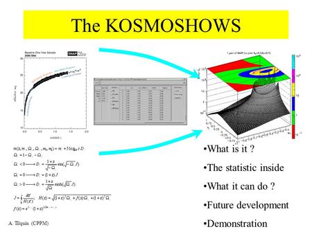 The KOSMOSHOWS What is it ? The statistic inside What it can do ? Future development Demonstration A. Tilquin (CPPM)