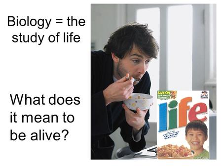 Biology = the study of life What does it mean to be alive?