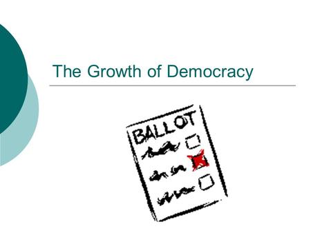 The Growth of Democracy. Aims:  Define key political terms e.g. democracy.  Identify the reasons why Britain was not a democratic country in the 1800s.