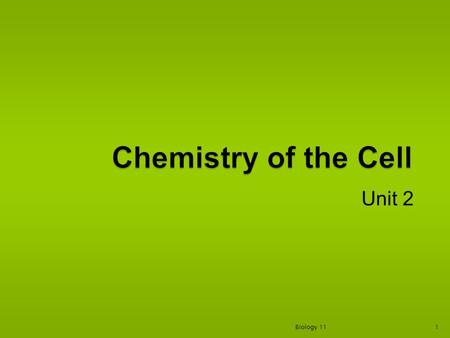 Unit 2 Biology 111. Organic compounds are Carbon (C) based compounds. The three elements we will be looking at are: –Hydrogen –Oxygen –Carbon Biology.