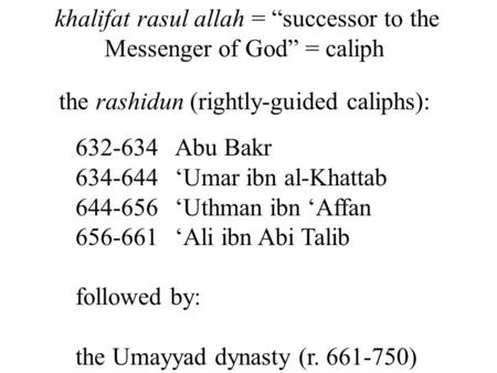 khalifat rasul allah = “successor to the