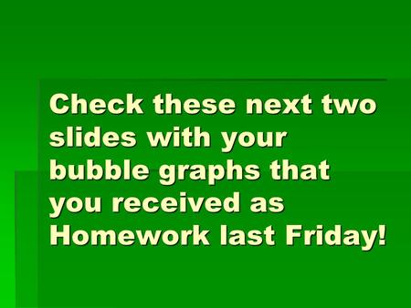 Check these next two slides with your bubble graphs that you received as Homework last Friday!