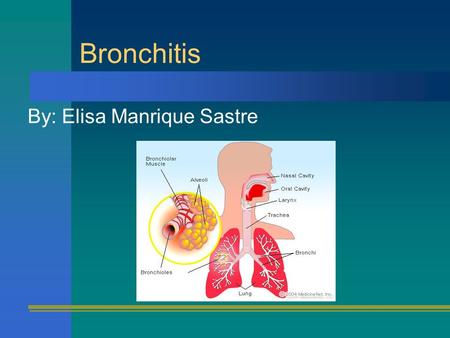 Bronchitis By: Elisa Manrique Sastre. What is bronchitis? Is it contagious? Bronchitis is an acute inflammation of the air passages within the lungs.