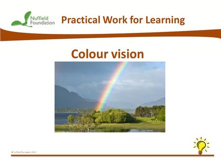 © Nuffield Foundation 2013 Practical Work for Learning Colour vision.