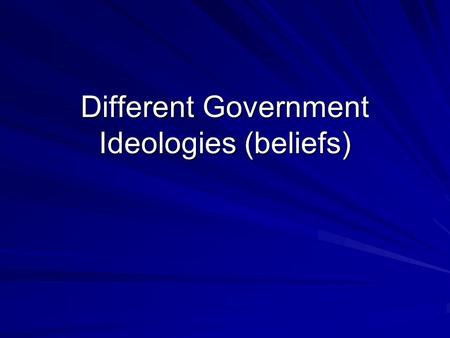 Different Government Ideologies (beliefs). Vocab! Ideology—The body of beliefs that guides a country Sovereignty— Independent power to rule your own country.