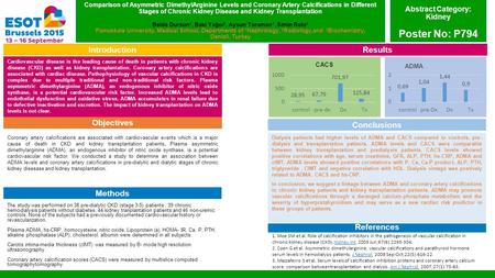 Comparison of Asymmetric DimethylArginine Levels and Coronary Artery Calcifications in Different Stages of Chronic Kidney Disease and Kidney Transplantation.