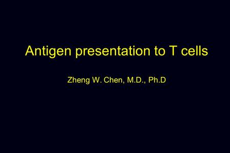 Antigen presentation to T cells Zheng W. Chen, M.D., Ph.D.