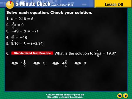 Transparency 8 Click the mouse button or press the Space Bar to display the answers.