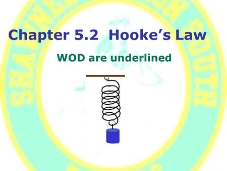 Chapter 5.2 Hooke’s Law WOD are underlined. Question What is the net force on this mass?